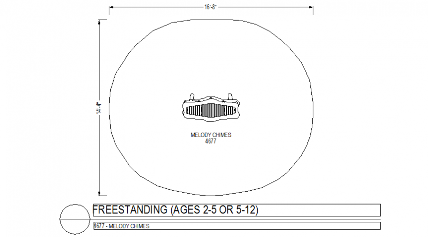 Melody chimes free standing area with the design of plan dwg file