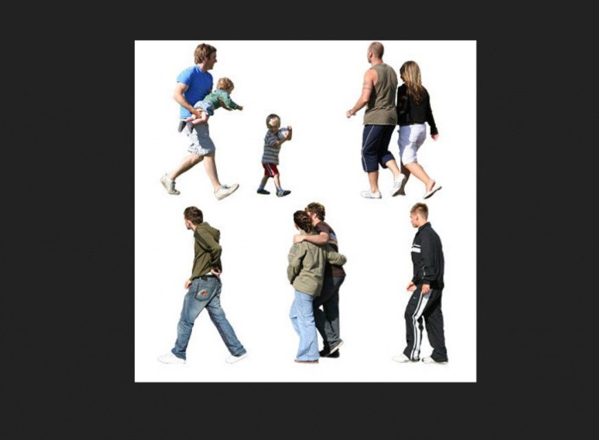 Men, women and children CAD blocks detail 3d model layout file