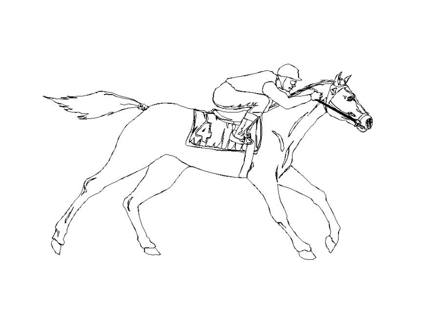 Men block design in riding position on horse dwg file