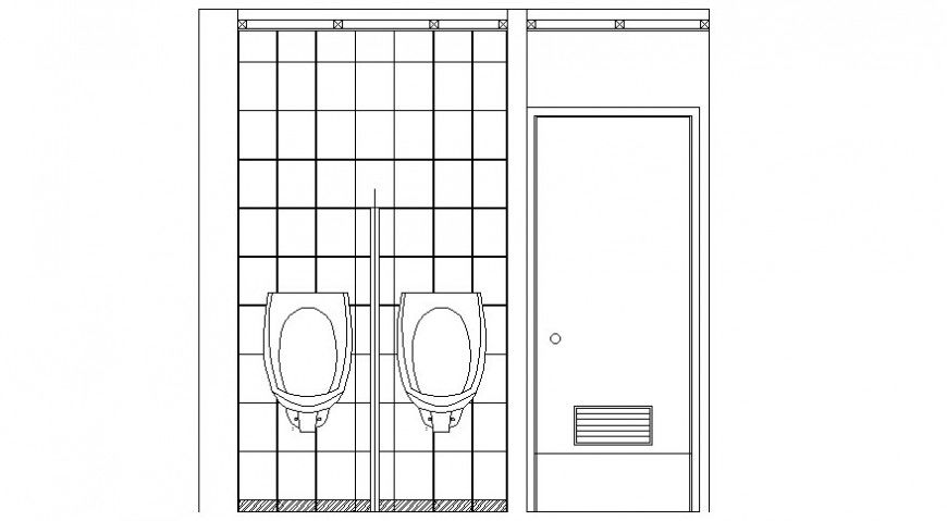 Men standing sanitary toilet blocks elevation 2d view autocad file