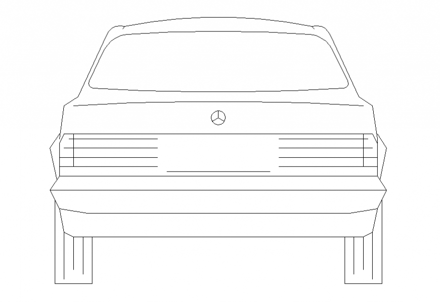 Mercedes luxuries car front elevation cad block details dwg file