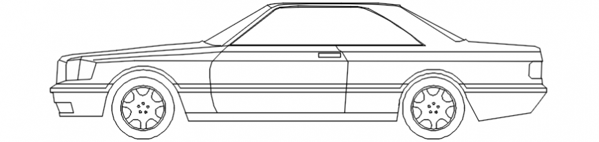 Mercedes side elevation 2d block cad drawing details dwg file