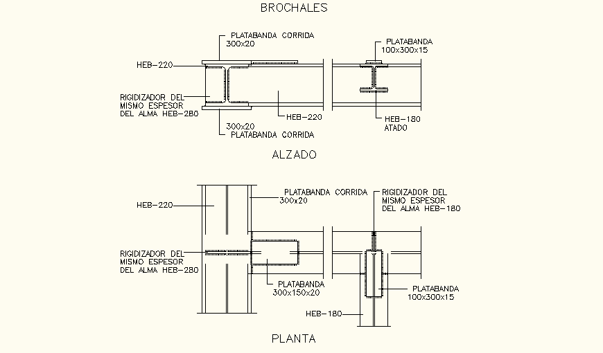 Metal  work beam to column detail welding connection dwg file