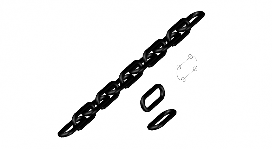 Metal chain 3d model in dwg AutoCAD file.