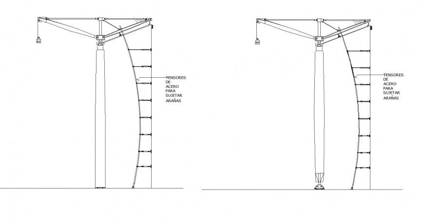Electrical pole with metal support detail drawing in dwg AutoCAD file.