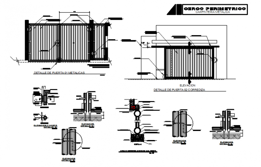 Metal door detail for health Centre in auto cad file