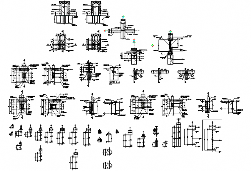 Metal doors and connections and installation details dwg file