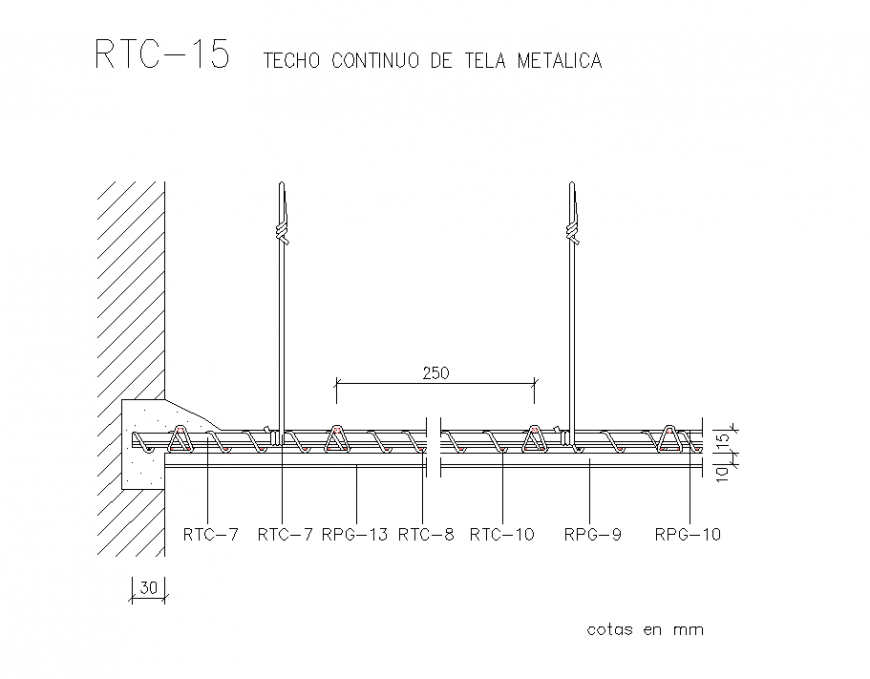 Metal fabric continuous roof section autocad file
