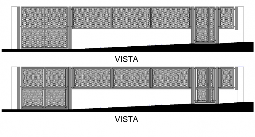 Metal gate elevation drawing in dwg AutoCAD file.