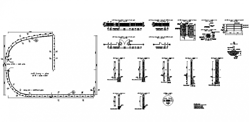 Metal gate of house constructive structure details dwg file
