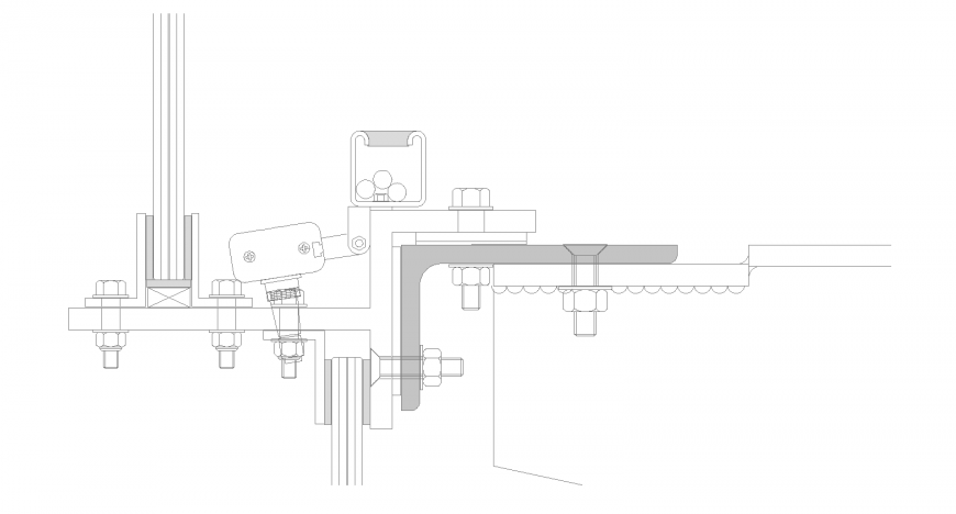 Metal machine joinery detail drawing in dwg AutoCAD file.
