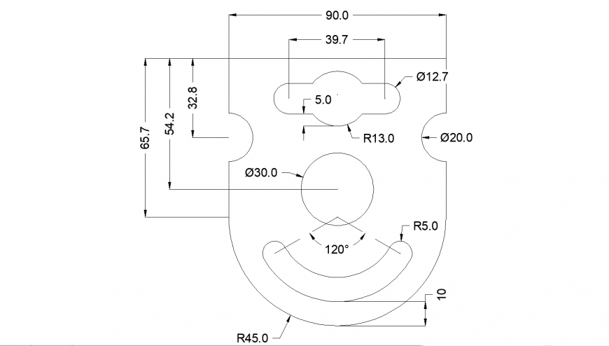 Metal machinery part detail drawing in dwg AutoCAD file.