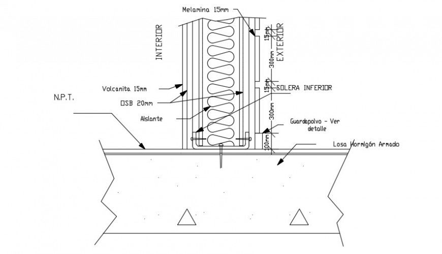 Metal roof section and construction drawing details dwg file