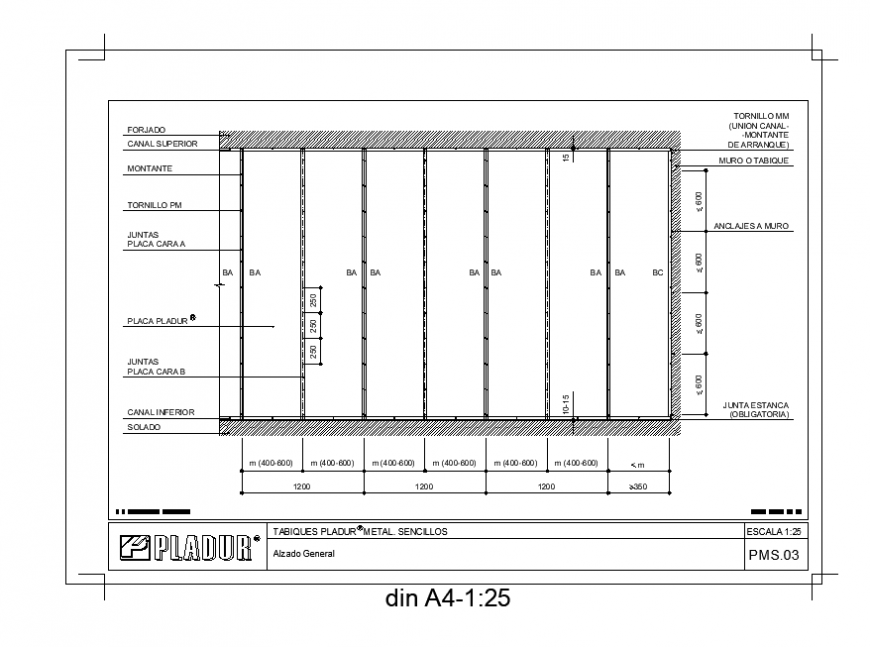 Metal structure detail elevation 2d view layout file
