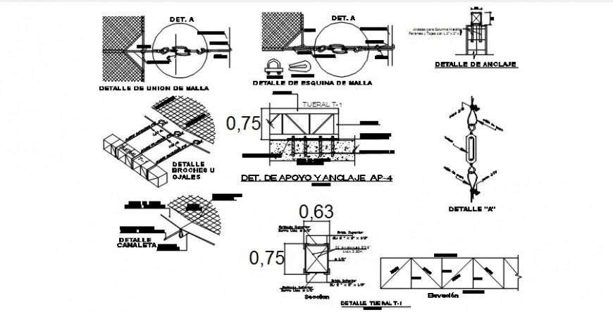 Metal structure joints and connection detailing drawings in autocad