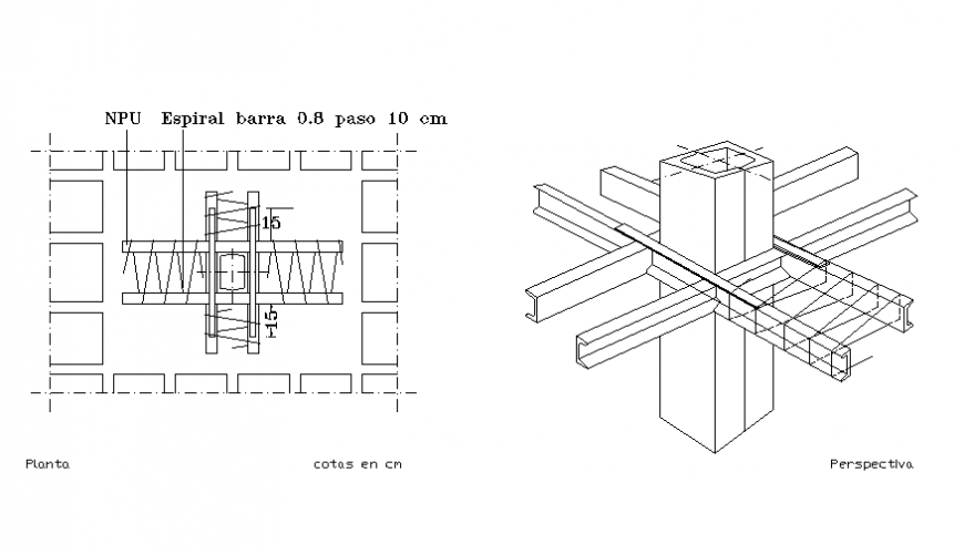 Metal support nanclage in interior abacus concrete cad details dwg file