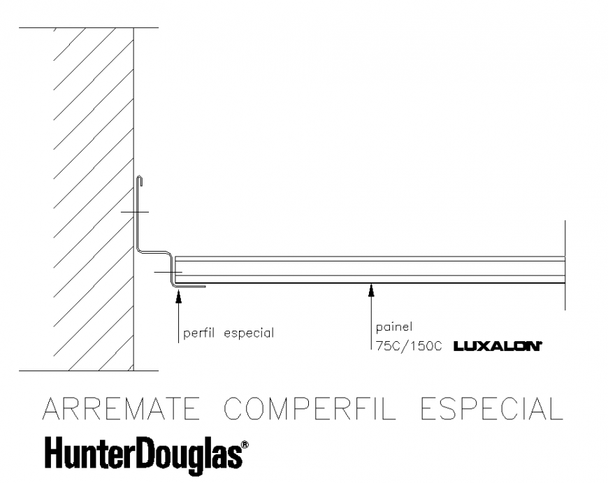 Metal suspended ceiling end with special profilel autocad file