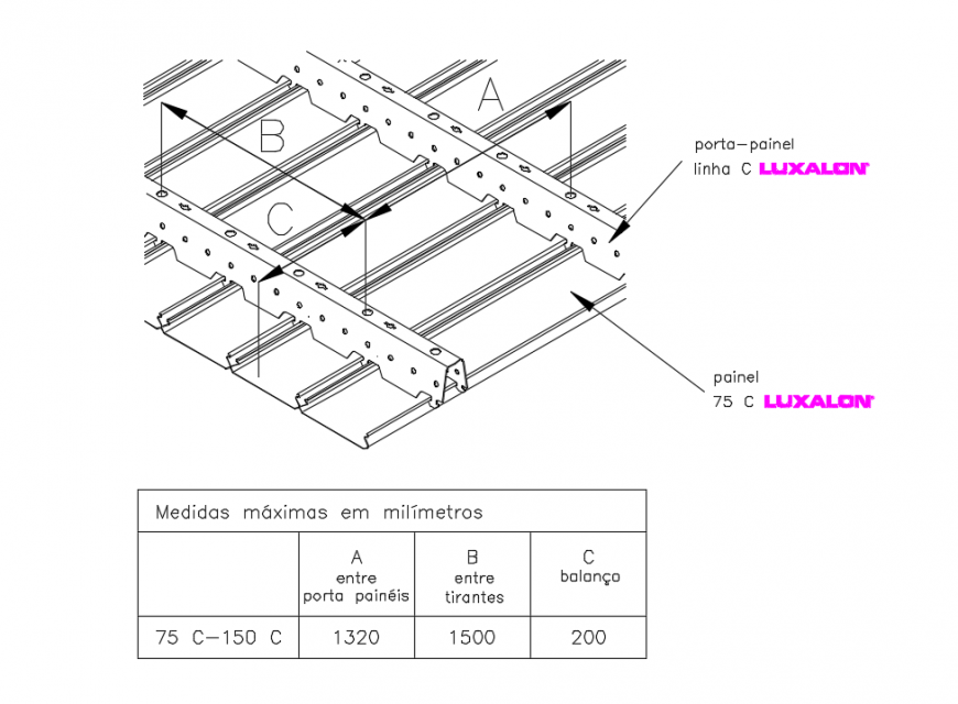 Metal suspended ceiling structure of house dwg file