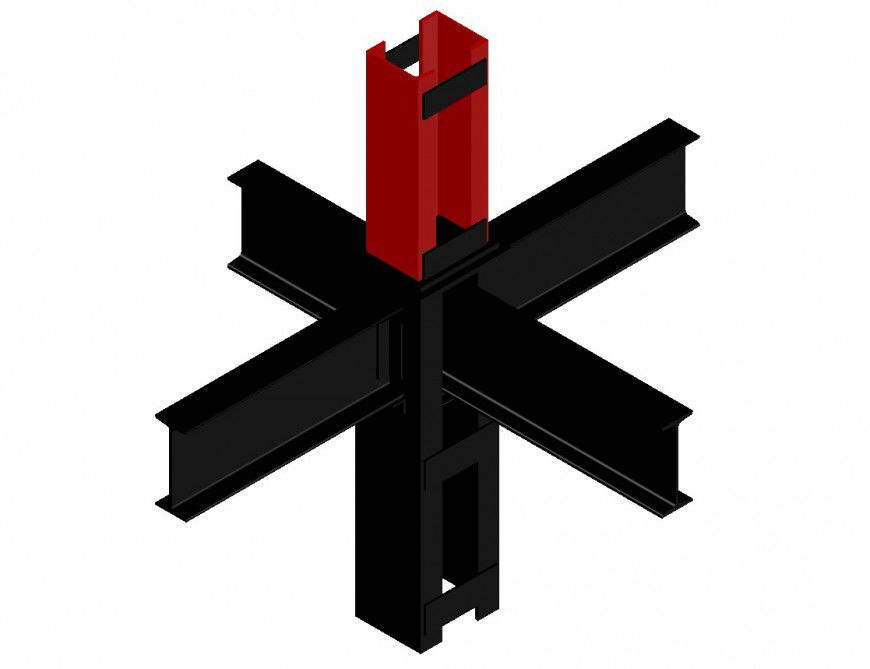 Metal wall with pillar joint structure in 3d of auto cad file