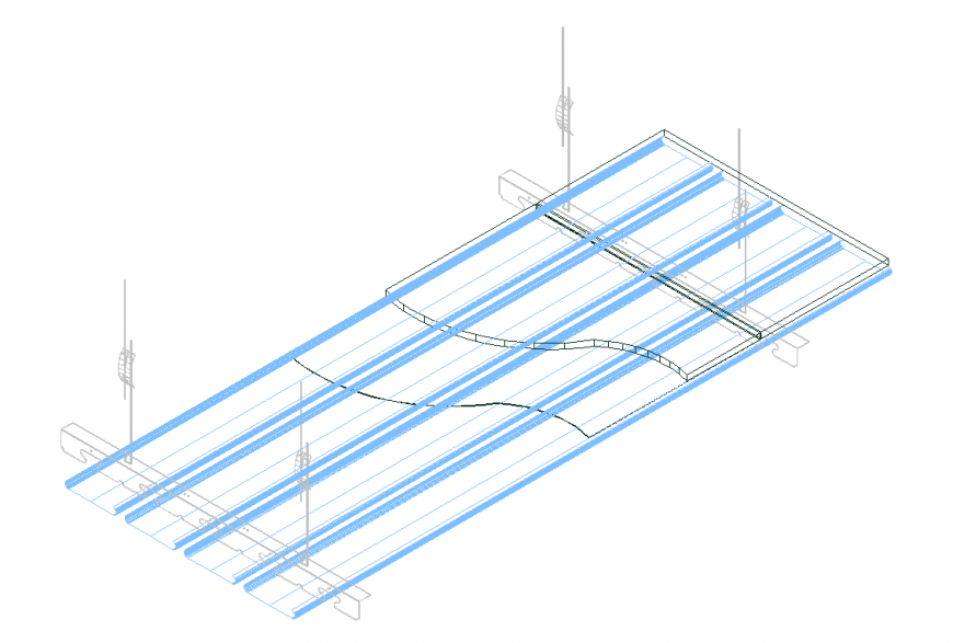 Metallic ceiling 3d hidden design view dwg file