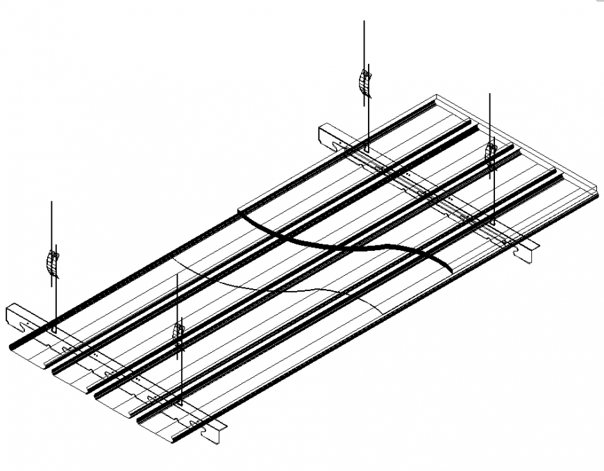 Metallic ceiling isometric view plan layout file