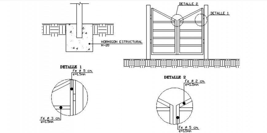 Metallic gate 2d view CAD drawings details autocad file