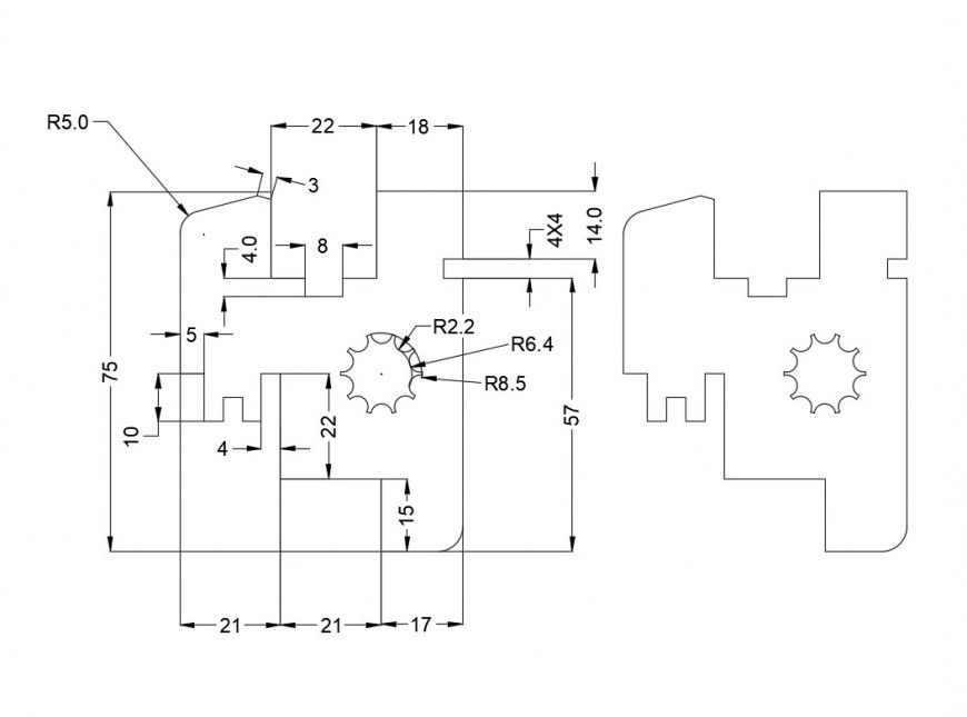 Metallic material blocks detail 2d view CAD machinery unit autocad file