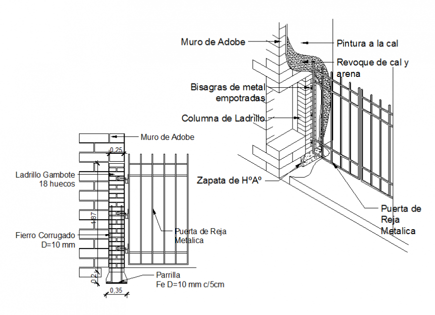 Metallic section and constructive structure details dwg file