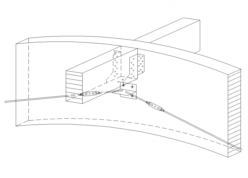 Metallic structure detail 2d view layout autocad file