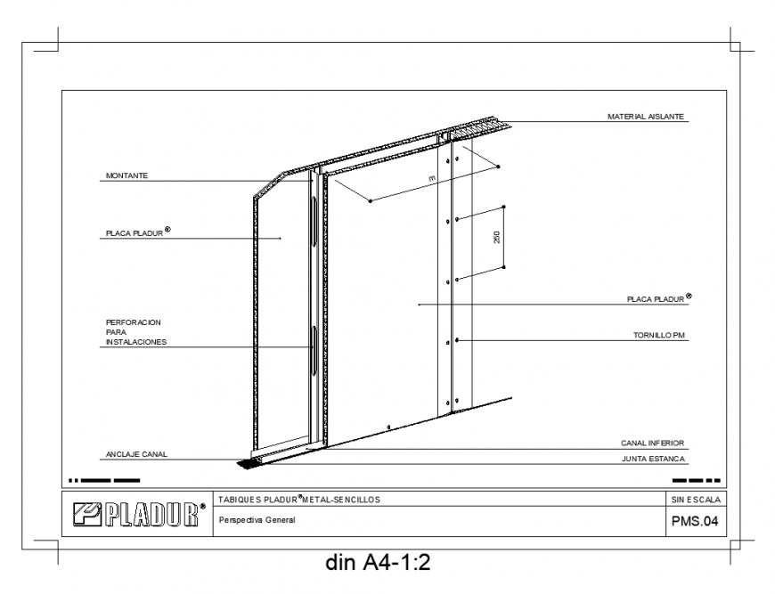 Metallic structure detail elevation 2d view layout file