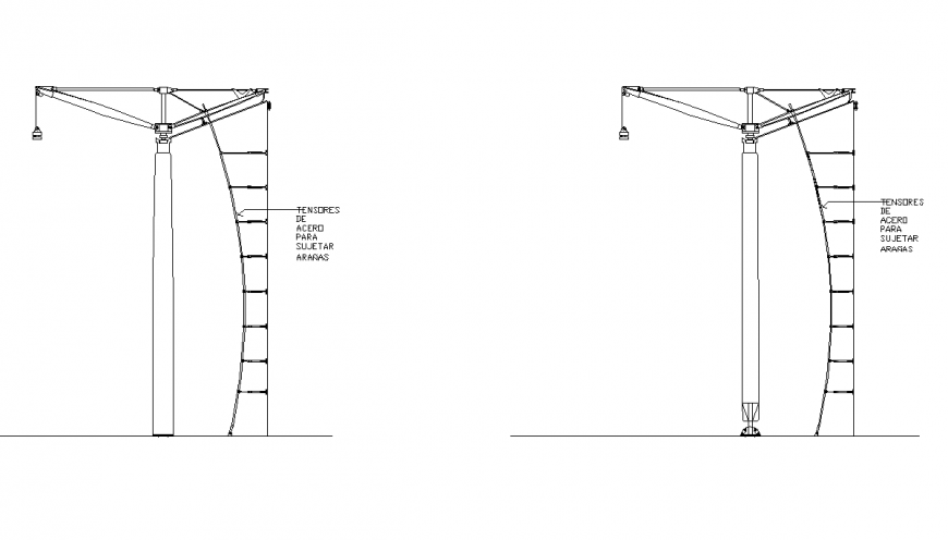 Metallic structure detail elevation layout 2d view autocad file