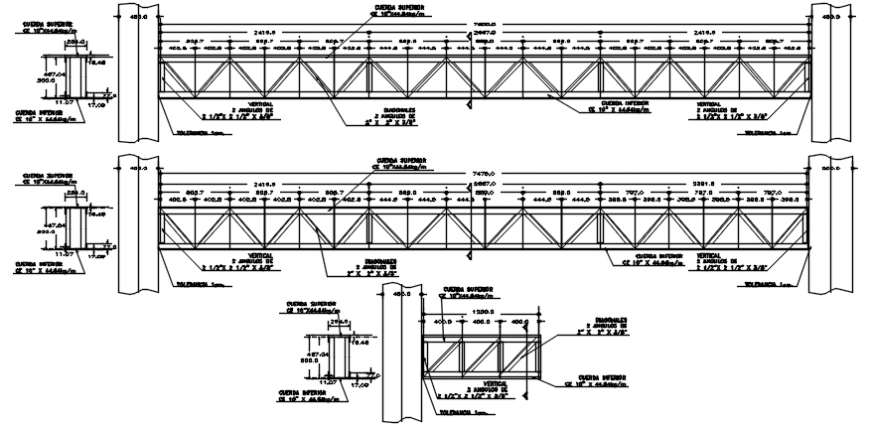 Metallic structure fence section and installation drawing details dwg file