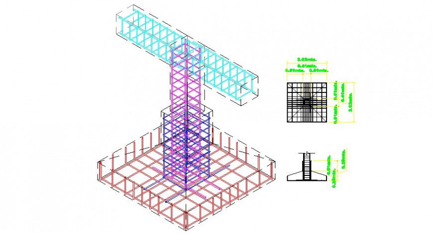 Metallic structured column cad drawing details dwg file