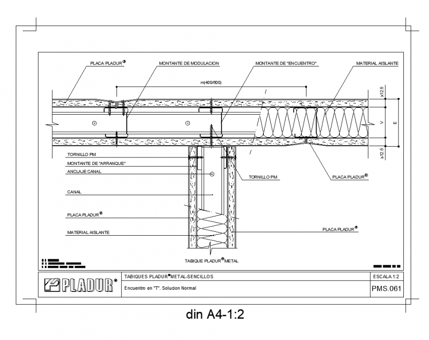 Metallic T shape structure detail elevation 2d view autocad file