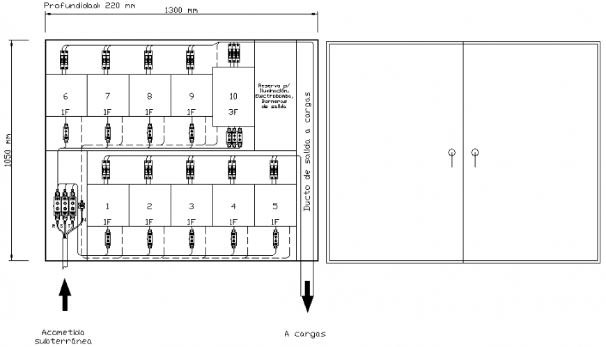 Meter board diagram of lighting cad drawing details dwg file
