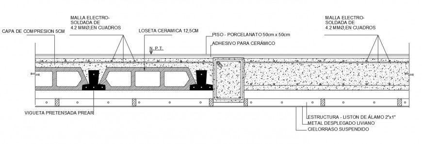 Mezzanine floor relief and solid concrete slab construction details dwg file