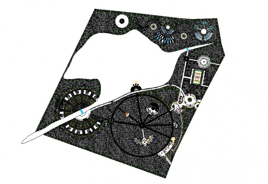 Middle city theme park landscaping structure cad drawing details dwg file