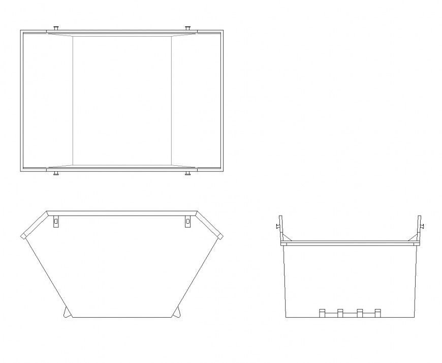 Midi skip plan and elevation detail dwg file