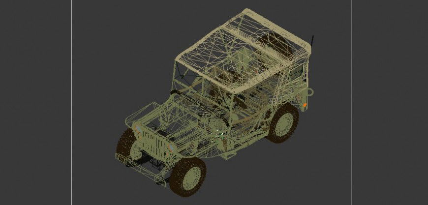 Military jeep detail 3d model CAD blocks layout 3d max file