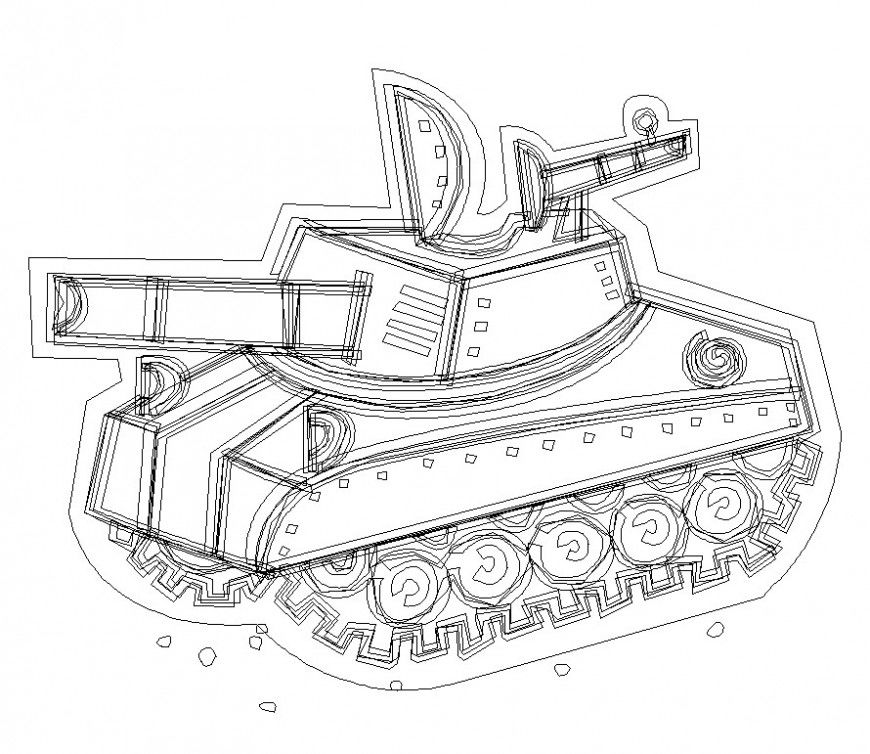 Military Tank detail 2d view CAD blocks layout file in autocad format