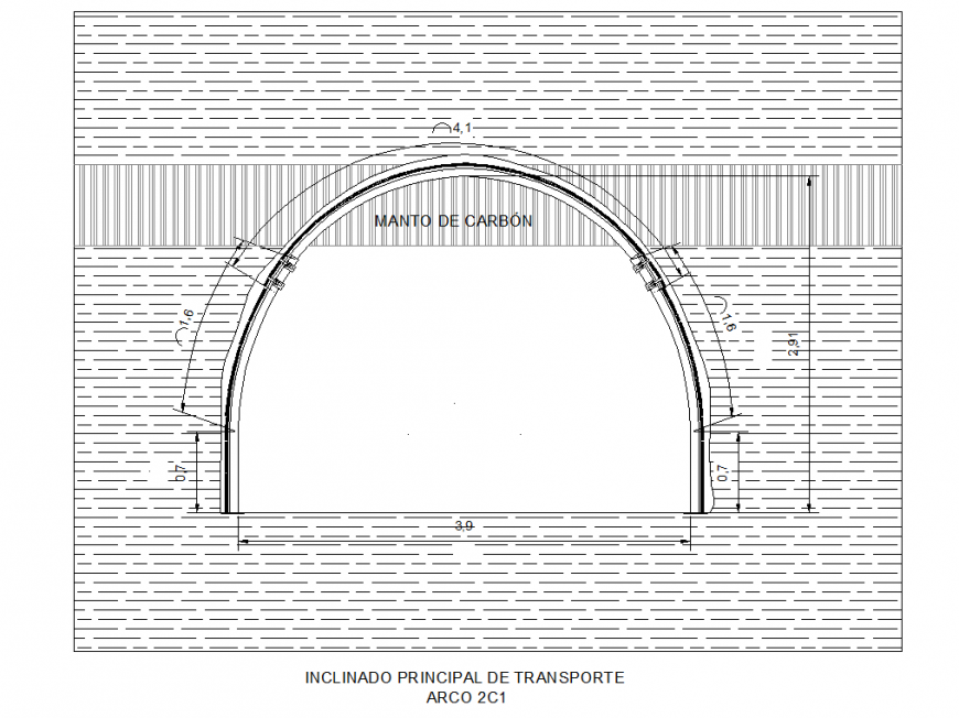 Mine shaft steel arch 2c 1 by tedesasa elevation autocad file