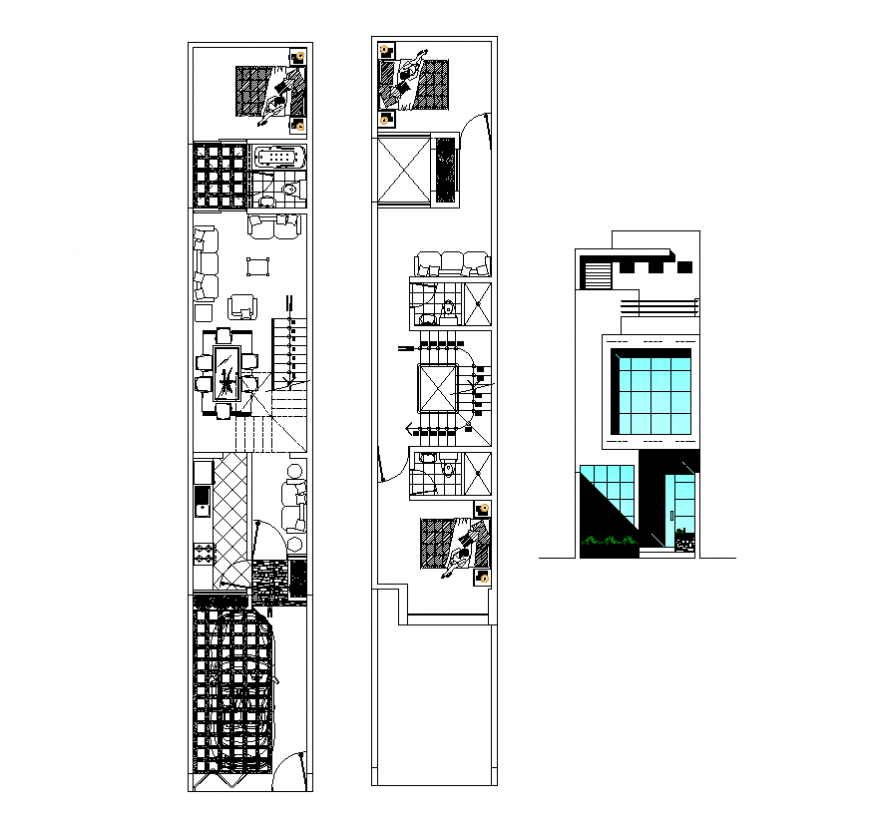 Mini-housing structure detail plan and elevation 2d view dwg file