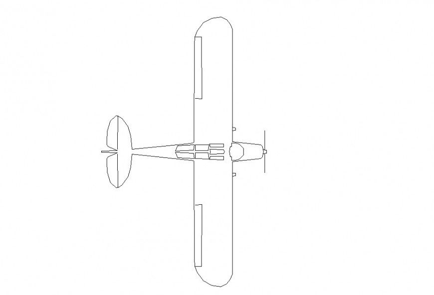 Mini aircraft top view elevation block cad drawing details dwg file