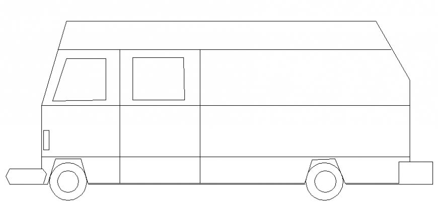 Mini bus side elevation block cad drawing details dwg file