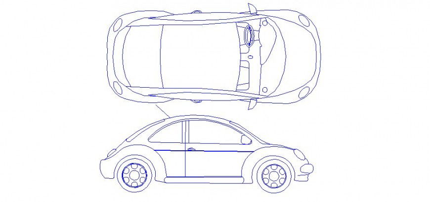 Mini car detail elevation vehicle units autocad file