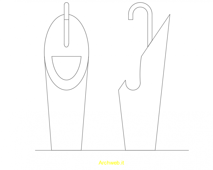 Mini decorative fountain front and side elevation cad drawing details dwg file