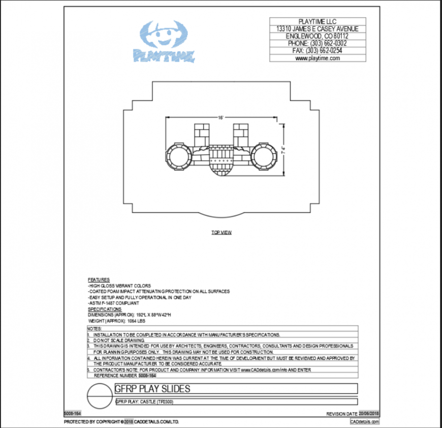 Mini kids castle of adventure park cad drawing dwg file