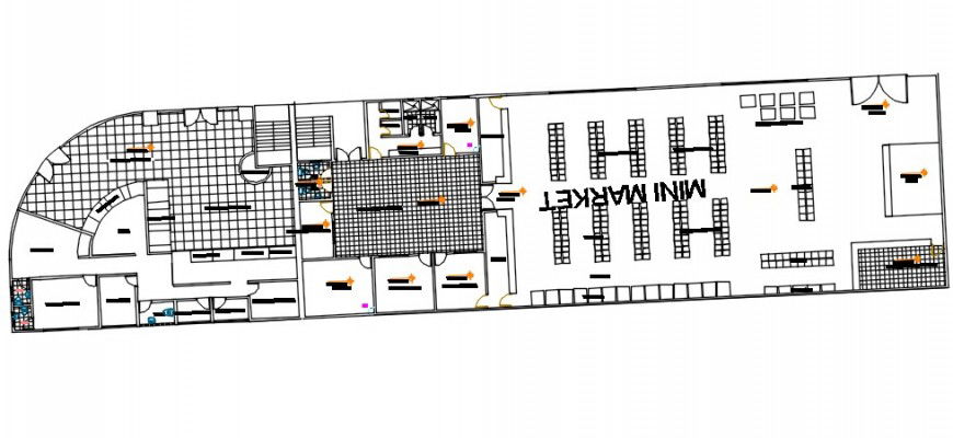 Mini market distribution plan cad drawing details dwg file