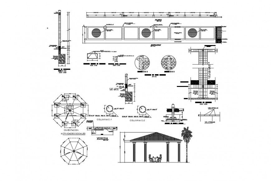 Mini sports complex construction parts autocad file