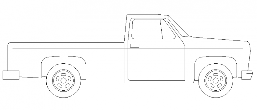Mini transportation truck side elevation block cad drawing details dwg file